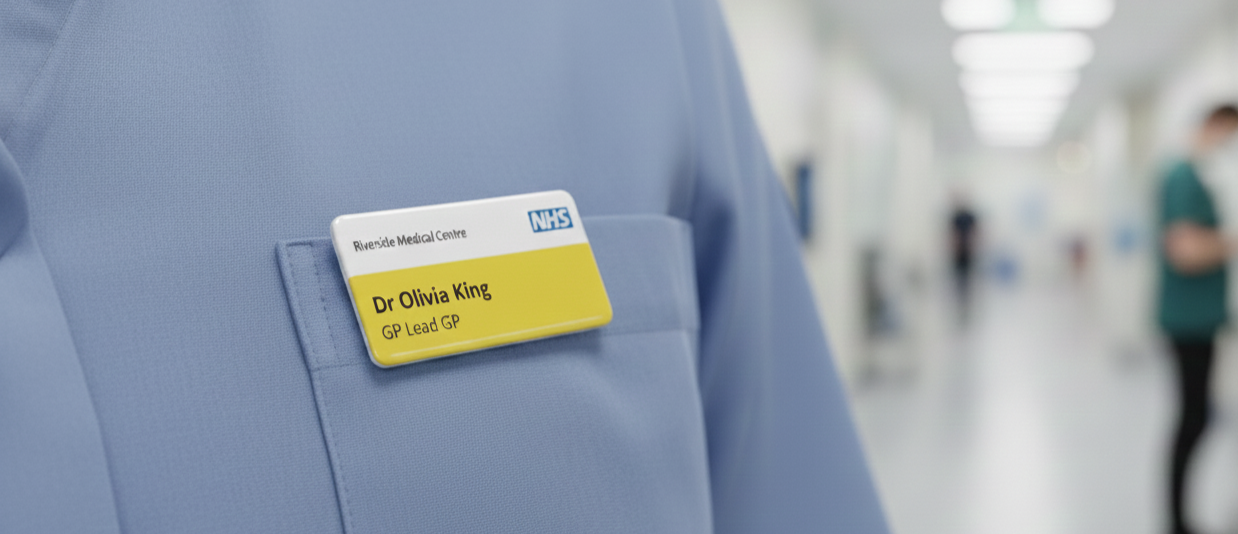 Nhs Id Example Accessible GP Practice Name Badges | Simpliy Primary Care