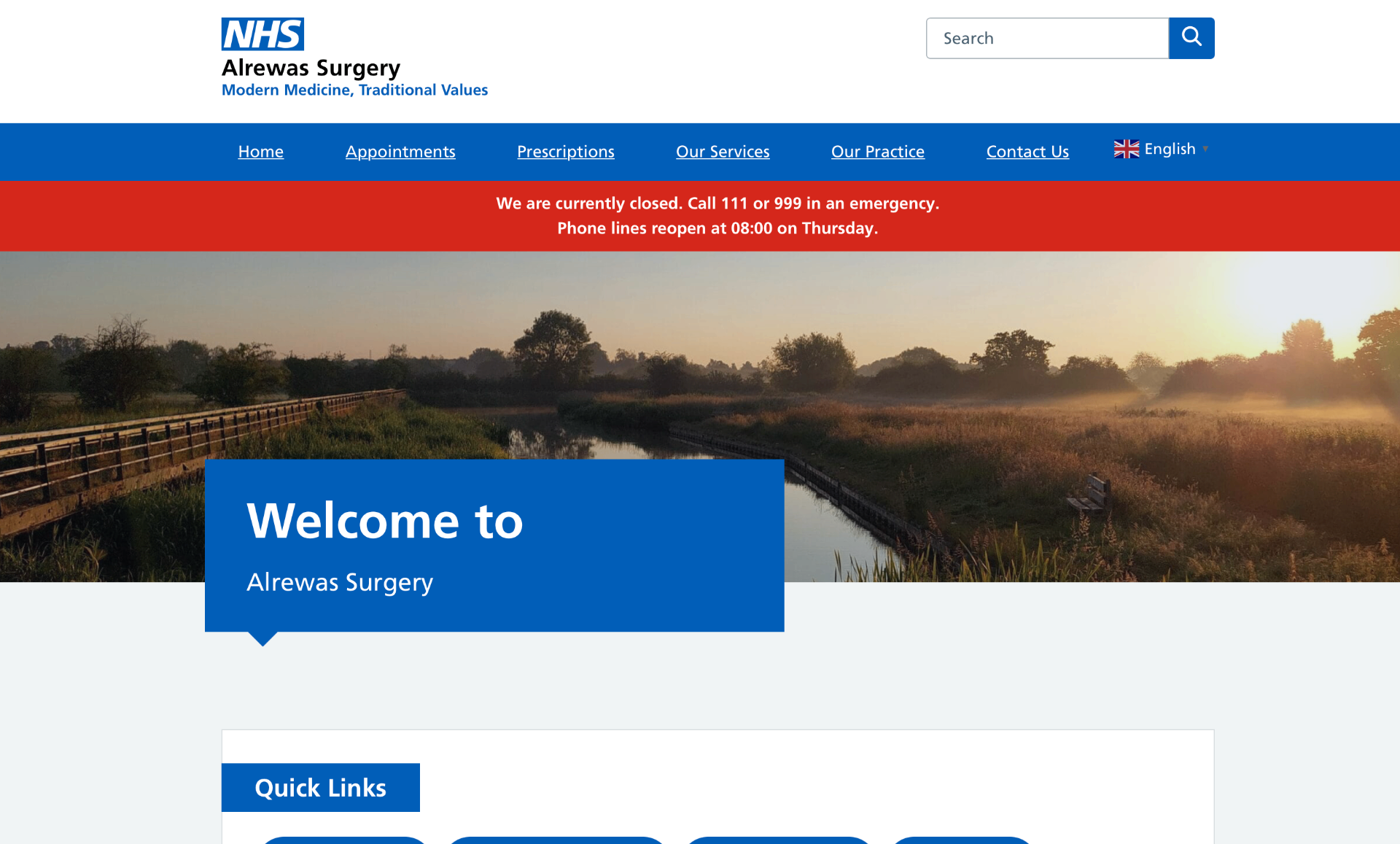 Example of a responsive GP practice website displayed on a laptop